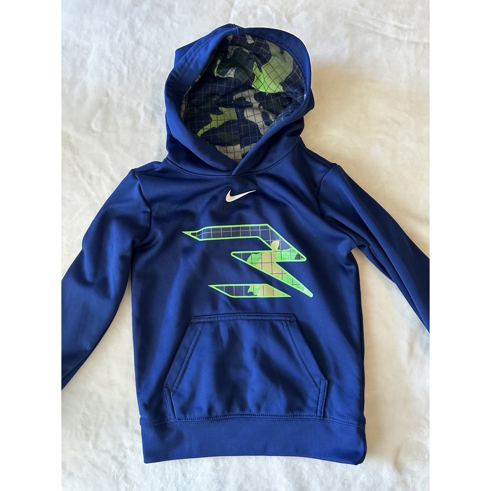Nike Kids Boys XS 4T Blue Sweatshirt Hoodie Pullover With Pocket